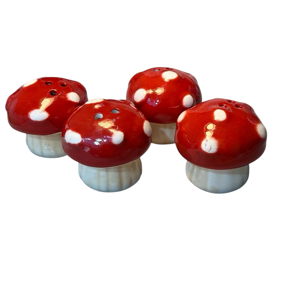 NEW Set of 2 Mushroom Salt & Pepper Shaker Sets Red Toadstool Cottagecore Decor